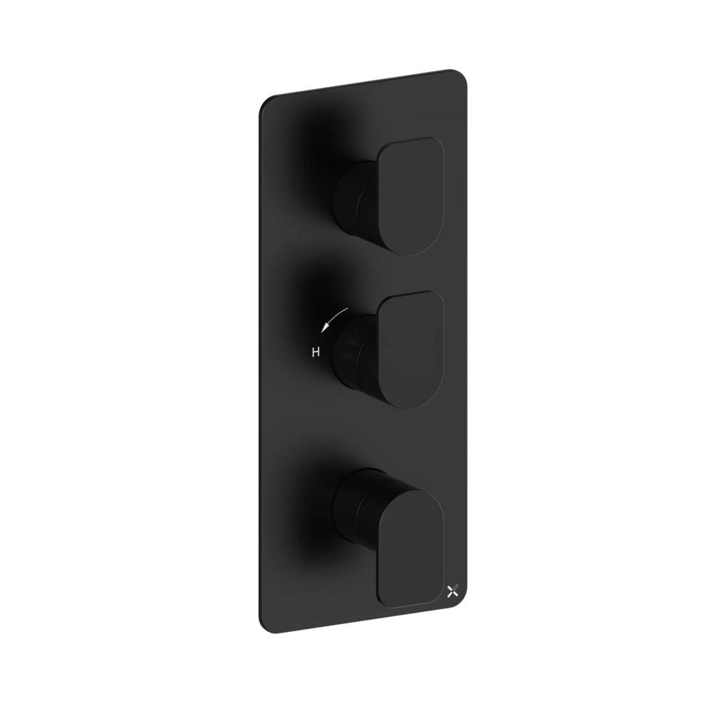 Crosswater Fuse Matt Black Thermostatic 2 Outlet 3 Handle Shower Valve